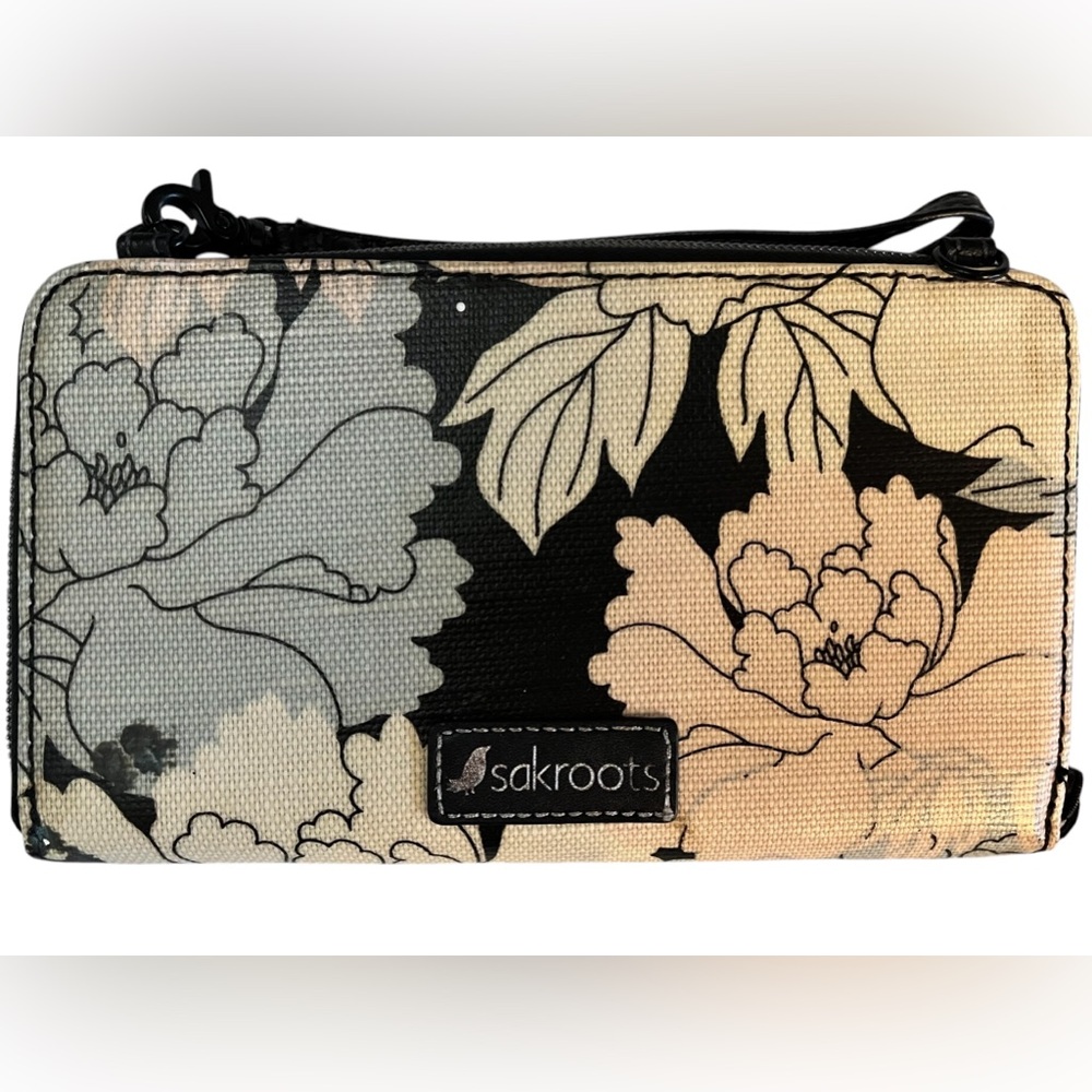 Sakroots Floral Clutch in Black and Cream - Picture 2 of 9